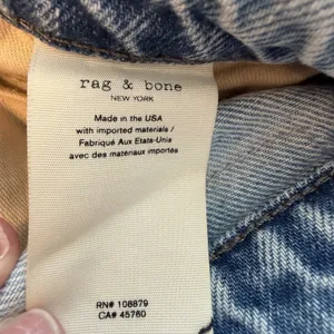 Rag Bone Alissa High Rise Barrel Leg Jeans Sz 26 Light Wash Raw Hem‎ Button Fly thumbnail 11