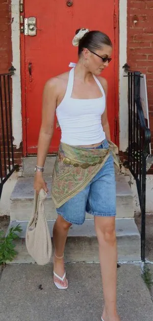 We The Free Free People Distressed Raw Hem Denim Bermuda Shorts Light Wash thumbnail 1