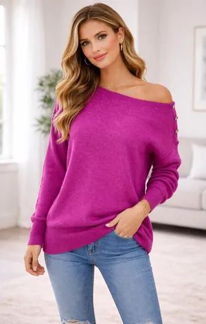 J CREW fuchsia wool blend‎ light weight sweater medium thumbnail 1