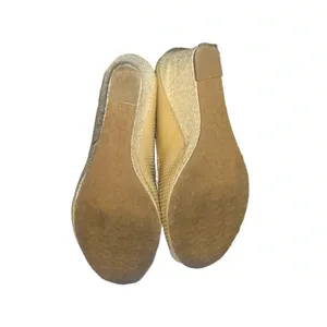 Lilly Pulitzer Wedge Pumps Womens 8M Tan Perforated Leather Peep Toe Raffia Heel thumbnail 4