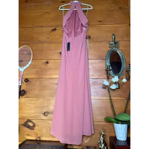 NWT Lulus Lavinia Rusty Rose Mock Neck Backless Maxi Dress Bridesmaid Gala Sz L thumbnail 8