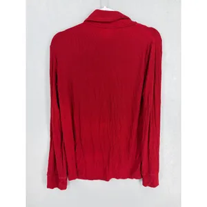 SKIMS Womens Pajama Top Red Soft Modal Ribbed Button Front Small thumbnail 3