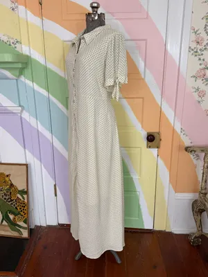 The Nines by HATCH Green Polka Dot Button Front Maternity Dress Sz L 🧡🍄 thumbnail 3
