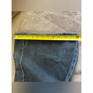 American Eagle Wide Leg Cargo Jeans Black High Rise Raw Hem 16 Long thumbnail 10