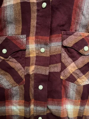 Wrangler Retro Orange Maroon Cotton Pearl Snap Cowgirl Western Fall Flannel M thumbnail 3
