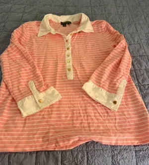 Lauren Ralph Lauren Pink/white cotton rugby women’s XL thumbnail 1