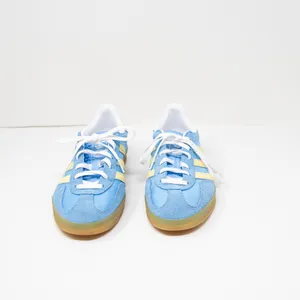 NEW Adidas Women's Gazelle Indoor Suede Lace Up Sneakers Shoes Semi Blue Yellow thumbnail 2