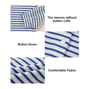 Astylish Women's Oversized Striped Button Down Shirt Navy/ White Small thumbnail 4