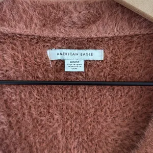 American Eagle Outfitters Rust Button-Up Cardigan Top Sweater Top Medium thumbnail 3