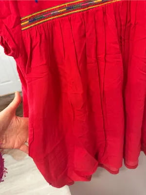 Entro Red Boho Embroidered Peasant Tunic Dress – Size Small thumbnail 5