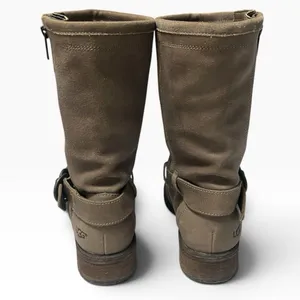 UGG Silva Suede Boots Moto Biker Zip Harness Tan Brown Taupe Women’s Size 6 thumbnail 4