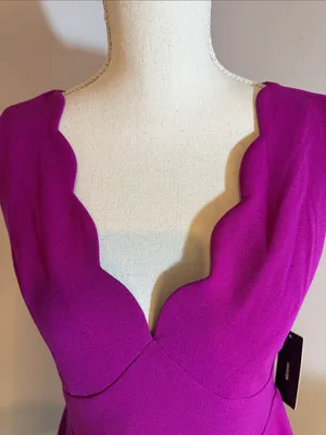 Lulu's Fuchsia Scallop V-Neck Mini Dress thumbnail 3