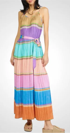 Current Air Pleated Color Block Cami Dress Size M thumbnail 1
