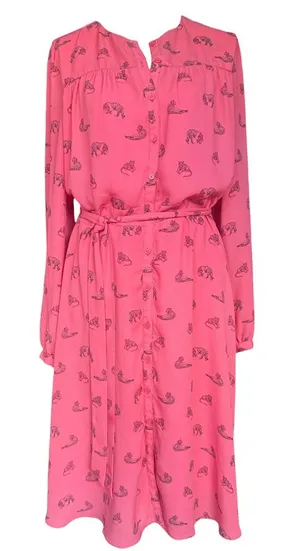 Banana Republic Factory Tiger Print Long Sleeve Button Down Dress Sz 10‎ thumbnail 1