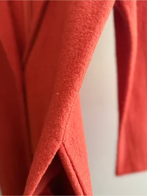 Rachel Zoe Red-Orange Long Wool-Blend Single-Button Coat Womens Small thumbnail 4