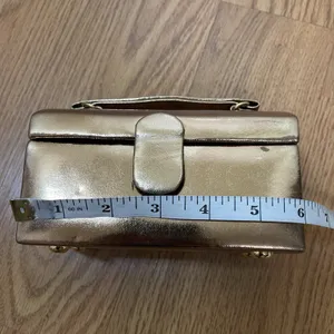 Vintage La Regale Copper Gold metallic evening clutch rectangle crossbody thumbnail 9