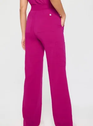 Fabletics Pink XS High-Waisted Wide-Leg Scrub Pants thumbnail 2