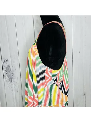 BCBG MAXAZRIA Women's Stretch Summer Abstract Sleeveless Dress Sz L V-Neck thumbnail 5