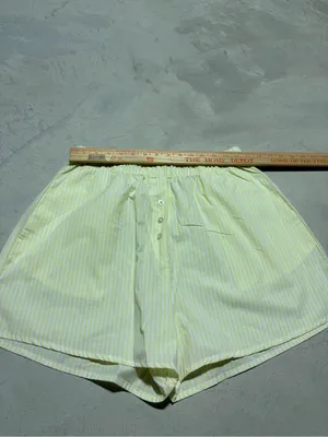 Daily drills Light Yellow Striped Women's cotton boxer Shorts M/L thumbnail 3