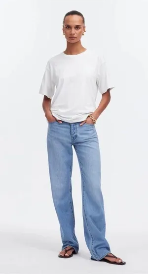 NWT Madewell Women's Cotton Relaxed Oversized Tee White Sz M small hole thumbnail 2