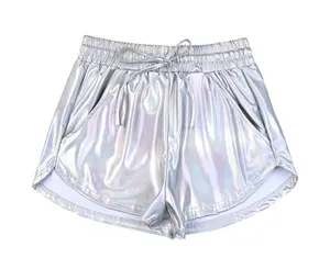 NEW Metallic Shorts Shiny Sparkly Drawstring Shorts S thumbnail 1