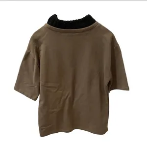 Zara Trafaluc Army Green Knit Top Black Turtleneck Short Sleeve S Oversized thumbnail 3