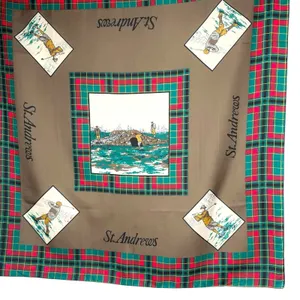 Vintage 80s St. Andrews Golf Scarf by Glentoy Made in‎ Italy NWT Tartan Plaid thumbnail 3