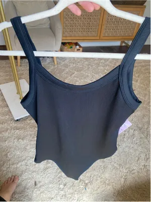 NWT Wild Fable Ribbed Bodysuit Black Scoop Neck Tank Minimalist Sleek Basics XXL thumbnail 4