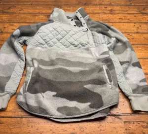 Abercrombie Fitch Camo‎ Fleece Quilted Snap Neck Pullover Sweatshirt Women M thumbnail 1