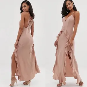 The Jetset Diaries Light My Fire‎ Pink Riffled Maxi Dress XS coquette romantic thumbnail 2