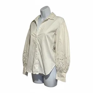 Kate Spade New York Poplin Cutwork Shirt White Button Down Eyelet Sleeve Size 8 thumbnail 5