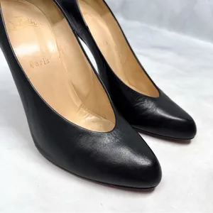Christian Louboutin Vintage Y2K Yousra 100 Leather Notched Vamp Pump Heels Black thumbnail 4