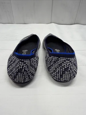 Rothy's Navy and White Houndstooth The Point Knit Ballet Flats thumbnail 8