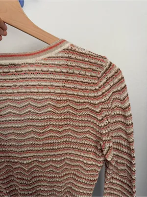 Intermix XS Minnie Chevron Knit Crop Cardigan Orange Metallic thumbnail 5