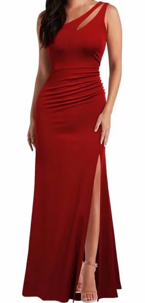NEW Formal 1 Shoulder Sleeveless Split Bodycon Mermaid Evening Gown XL thumbnail 1