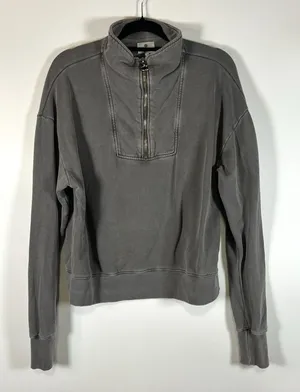 Sundry Crop‎ Three Quarter Zip Up Sweat Shirt Long Sleeve Gray Size 3 Large thumbnail 1