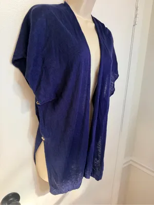 Lilly Pulitzer Linen Cardigan Sweater XXS XS True Navy Myra Open Front Drape thumbnail 6