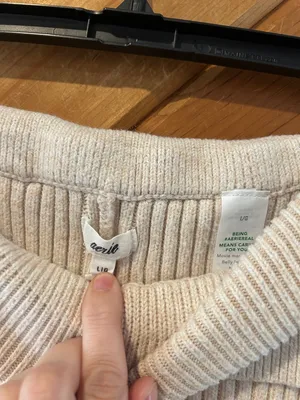Aerie ribbed Late Night fold over flared knit pants in beige thumbnail 4