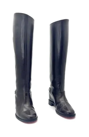 Christian Louboutin Cate Dark Brown Leather Riding Boots Chain Link EU 36 thumbnail 1