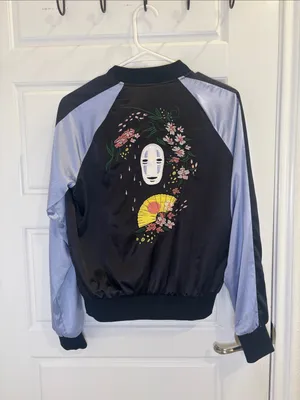 Her Universe Studio Ghibli Spirited Away No Face Embroidered Bomber Jacket S thumbnail 2
