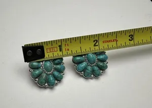 Avon Silver Tone & Blue Turquoise Color Pierced Earrings thumbnail 4