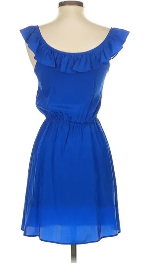 Amanda Uprichard Revolve‎ Royal Blue Sleeveless Ruffle Dress XS thumbnail 1