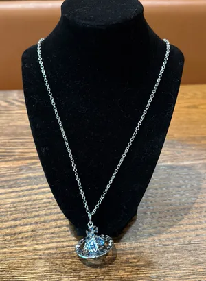 Statement Pavé Planet Pendant Necklace Blue thumbnail 1