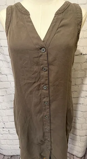 Prana Dress Womens Small Brown Mini Sleeveless Button Pocket Boho Travel thumbnail 1