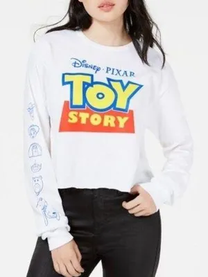 Disney Toy Story Cropped Long Sleeve Shirt With Characters Size L thumbnail 1