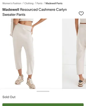 Madewell (Re)sourced Cashmere Allendale Sweater Pants Sz S Olive thumbnail 6