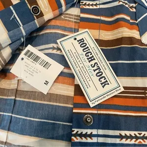 Panhandle Western Long Sleeve Serape Shirt Size Medium NWT Button Snaps Orange thumbnail 12