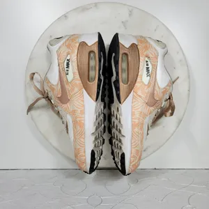 Nike Air Max 90 Print Sneakers Women 6.5 White Bronze Leather Lace Up Running thumbnail 11