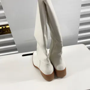 White Faux Leather Pointed Toe Knee High Western Boots Womens Size 8 Slouchy thumbnail 4