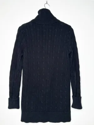 Ralph Lauren Sport Black Cable Knit Turtleneck Sweater Size Medium thumbnail 3